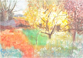 1992 MIXED MEDIA COUNTRYSIDE LANDSCAPE - Judy Willoughby