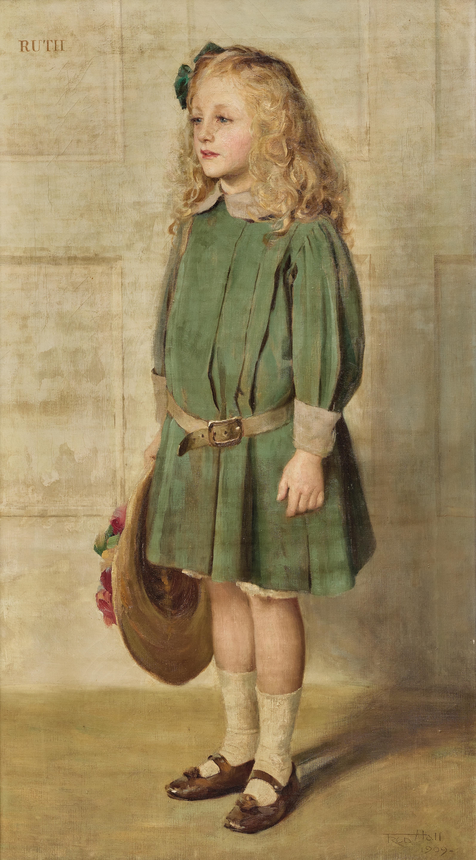 Frederick Hall | Ruth, portrait of a girl in a green dress (1909 ...