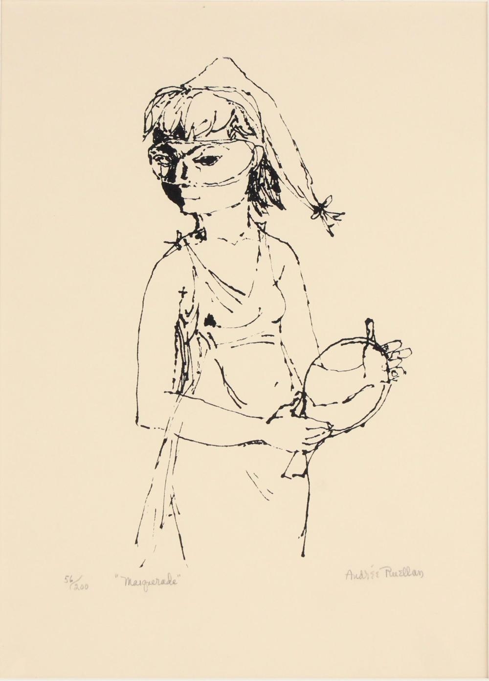 Artwork by Andrée Ruellan, Masquerade, Made of Lithograph