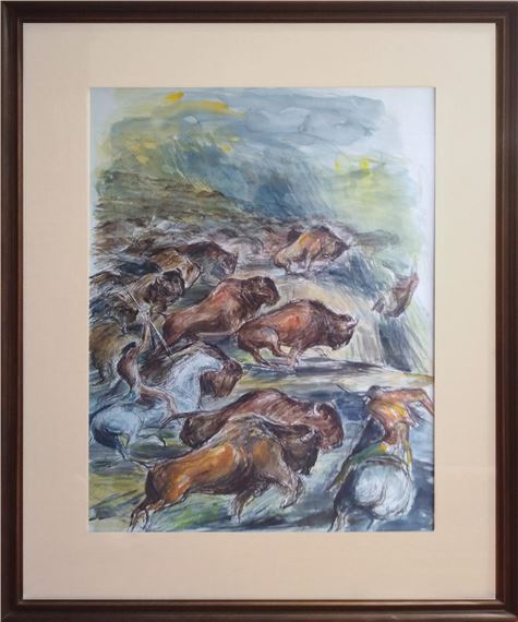 John August Groth | OVER THE CLIFF (Circa 1980) | MutualArt