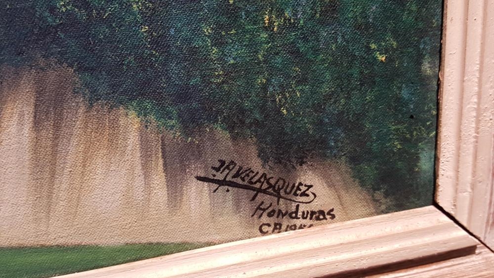 Artwork by Jose Antonio Velasquez, MAN WITH DOG IN HONDURAS, Made of OIL ON CANVAS