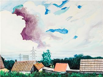 Flemish rural skyline under a cloudy sky - Jules Claeys