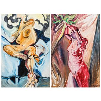 Two paintings depicting a nude - Jules Claeys