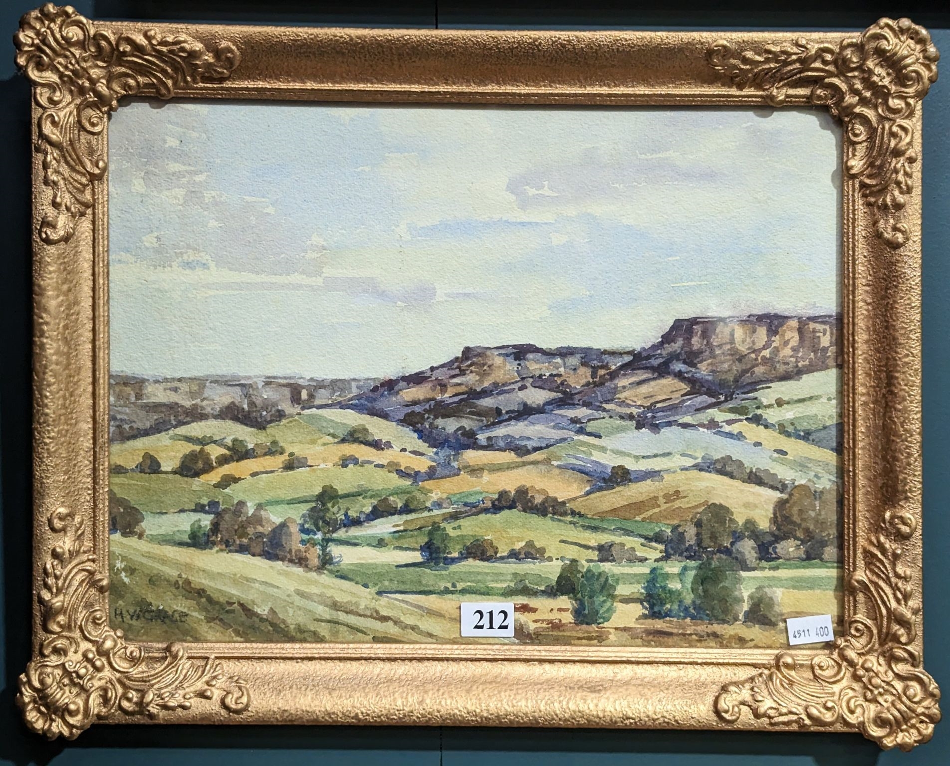 Artwork by Hubert Wesley Grace, Hilly Landscape, Made of watercolour