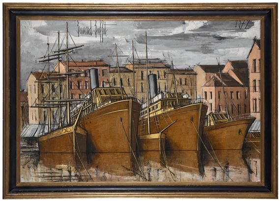 ベルナール・ビュッフェ,Saint-Tropez,le quai Suffren Bernard Buffet | Saint-Tropez, le quai Suffren (1972) | MutualArt