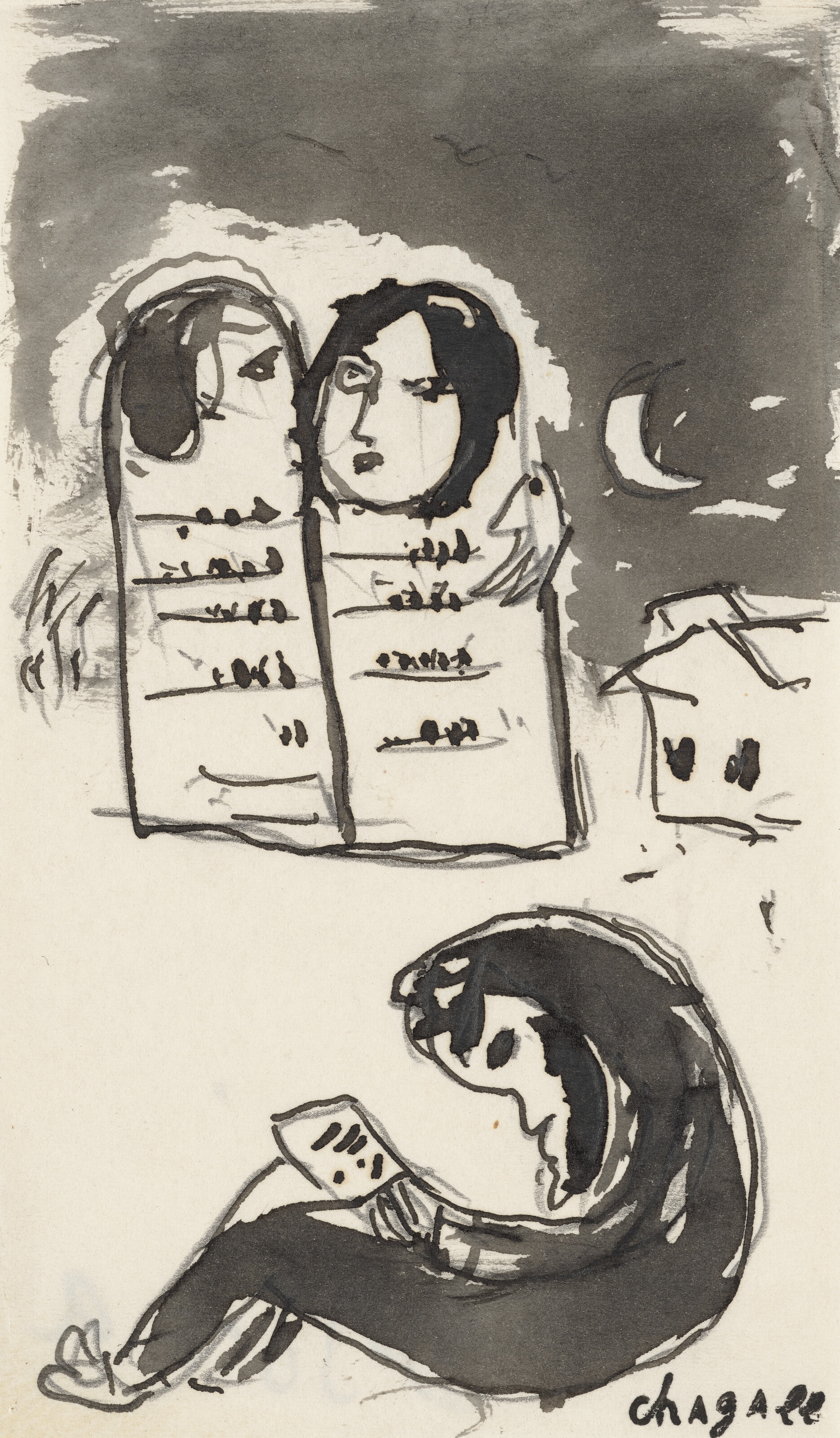 Marc Chagall | Prière dans la nuit (Circa 1935) | MutualArt