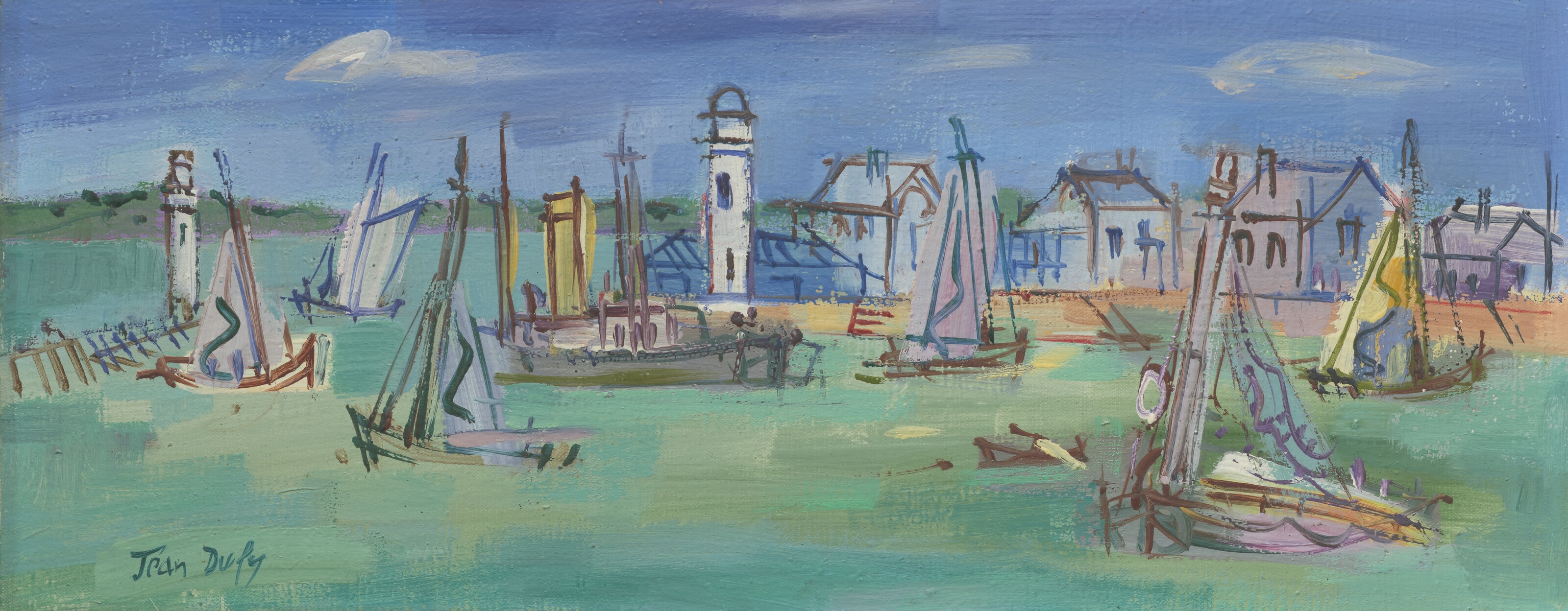 Artwork by Jean Dufy, Entrée du port de Honfleur, Made of oil on canvas