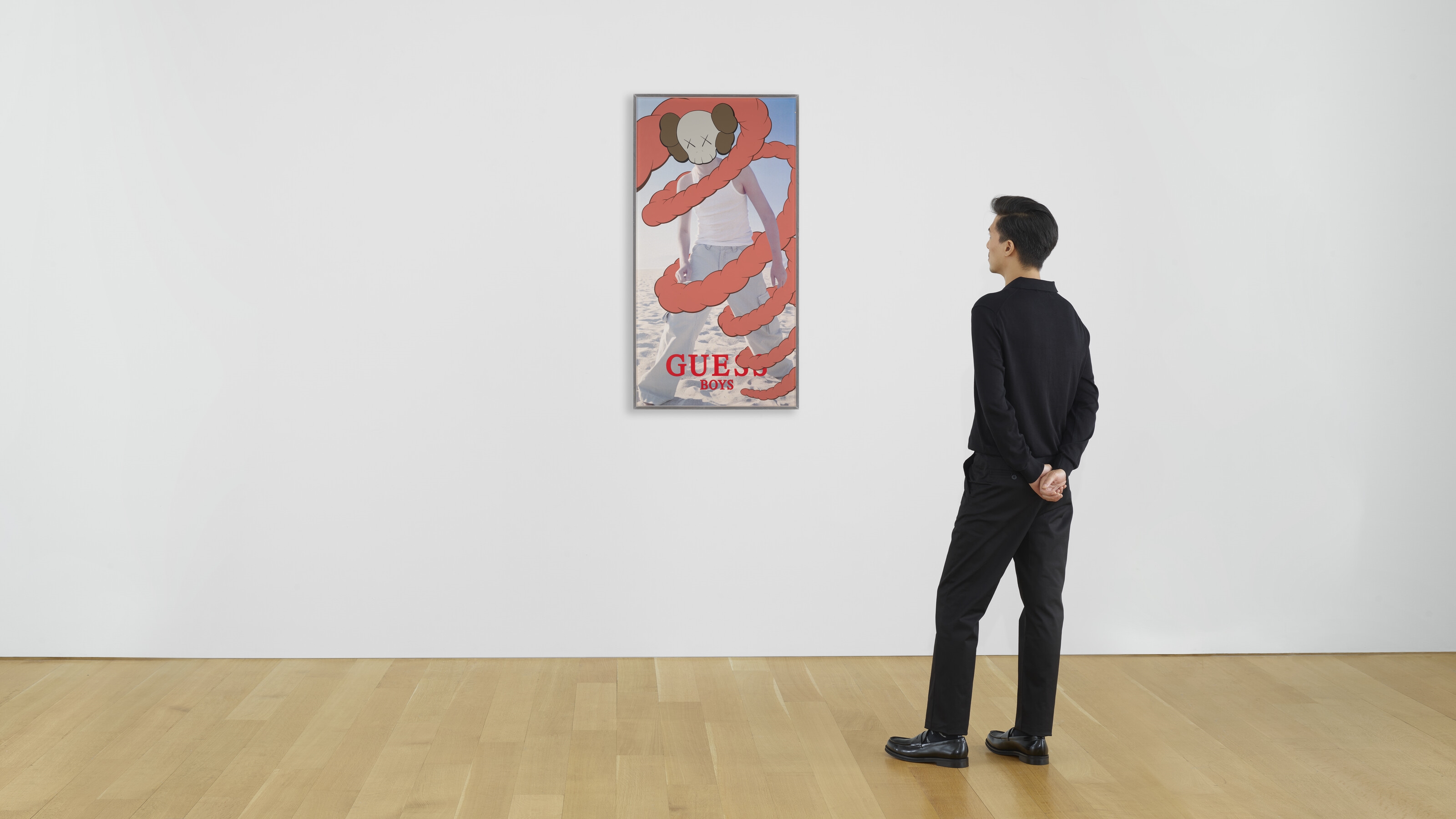 Artwork by KAWS, UNTITLED (GUESS), Made of Acrylic on existing advertising poster