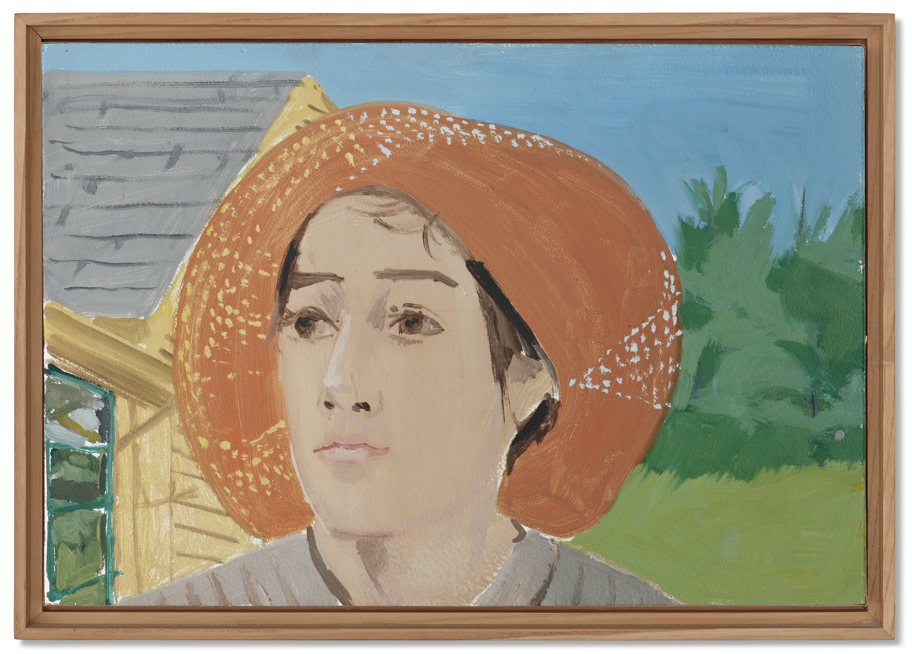 Artwork by Alex Katz, Orange Hat I, Made of oil on board