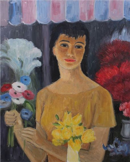 Blumenverkäuferin im gelben Kleid by Wegener Jürgen