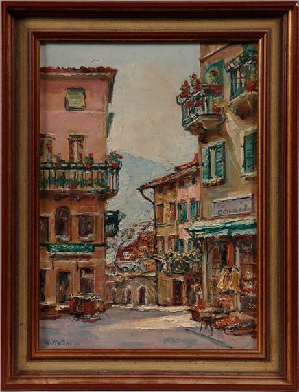 Häuserkulisse am Gardasee by Hans Werner Matern, 1974