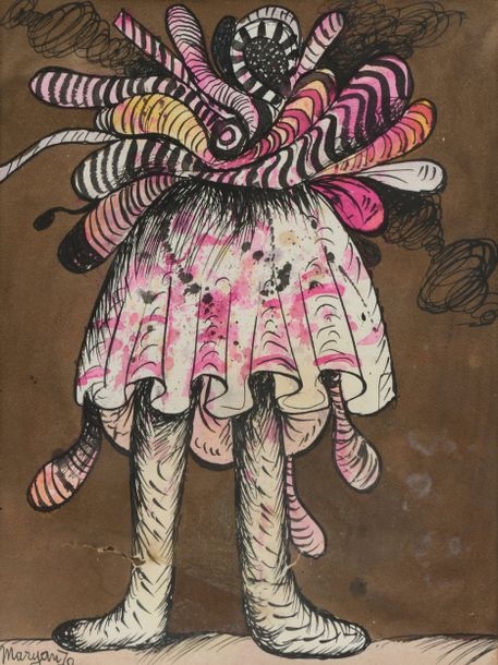 Artwork by Maryan S. Maryan, Figure, Made of Ink and watercolor on paper