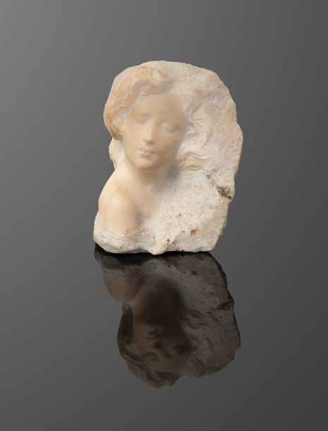 Artwork by Léon Binet, Head of a young sleeping woman, Made of Marble sculpture