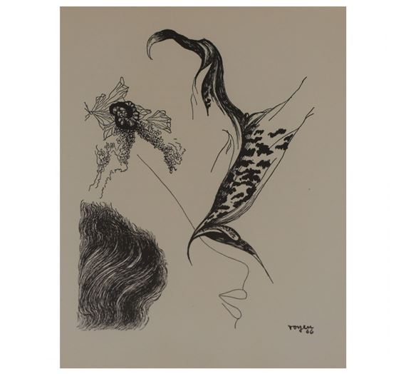 HLAVOU DOLU by Toyen, 1966