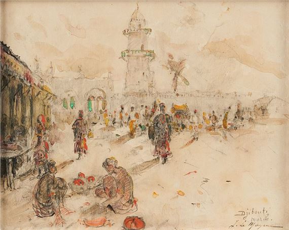 Marché à Djibouti. by Adrien Jean Le Mayeur de Merprés