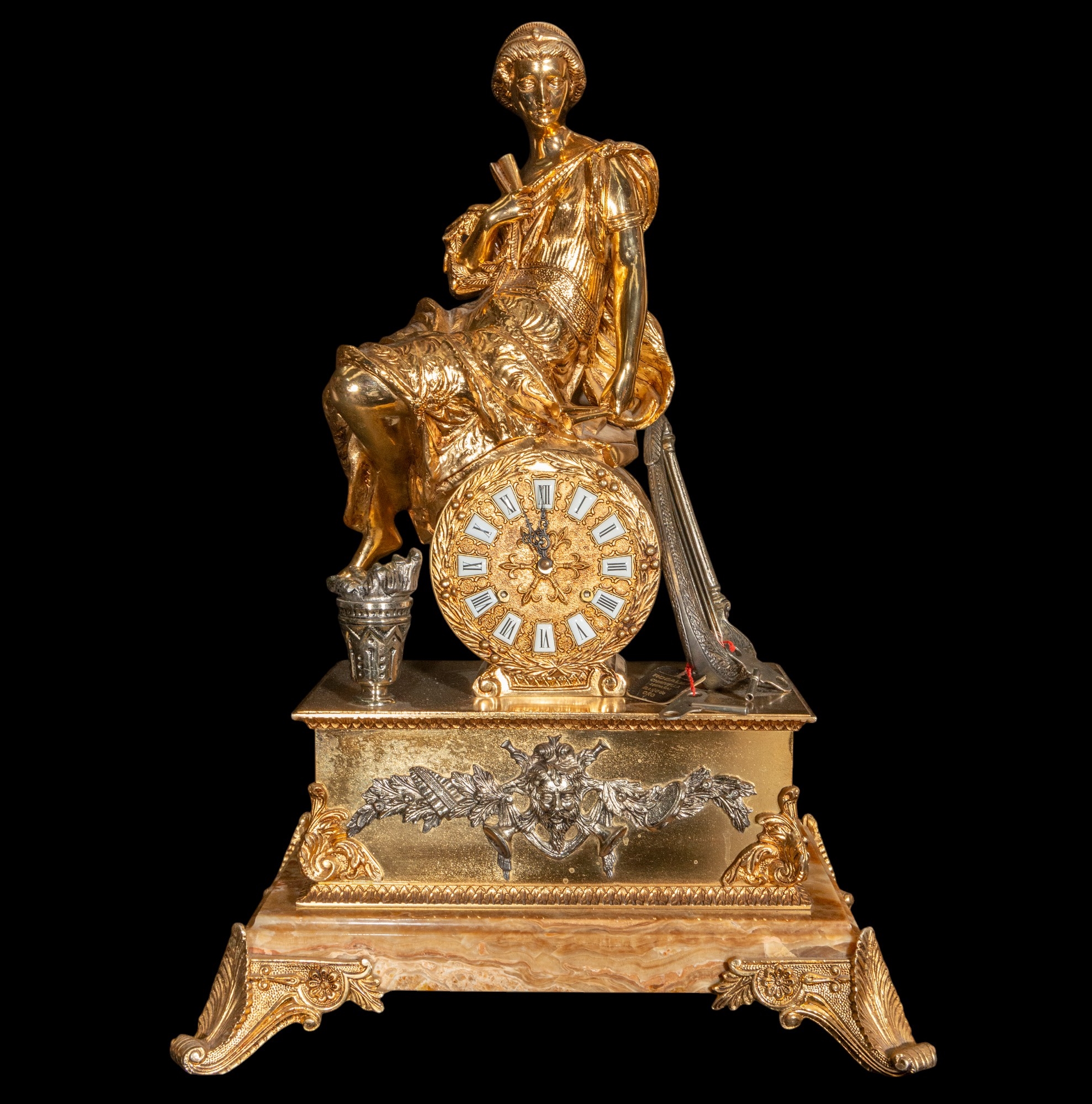 Diosa | Distinguido Reloj en Bronce dorado de sobremesa con Diosa ...