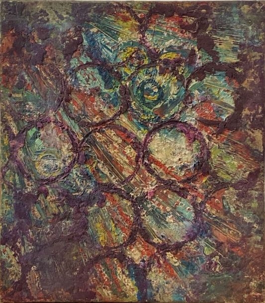 Artwork by Issak Semov, Abstract composition with circles, Made of Oil on canvas