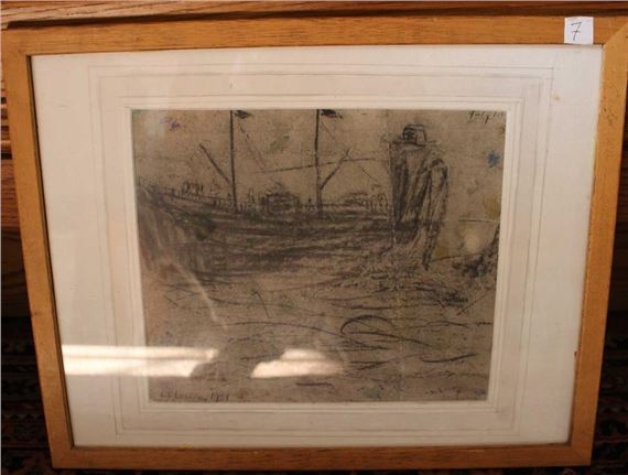 After L.S. Lowry Fishing boat by Laurence Stephen Lowry, circa 1951