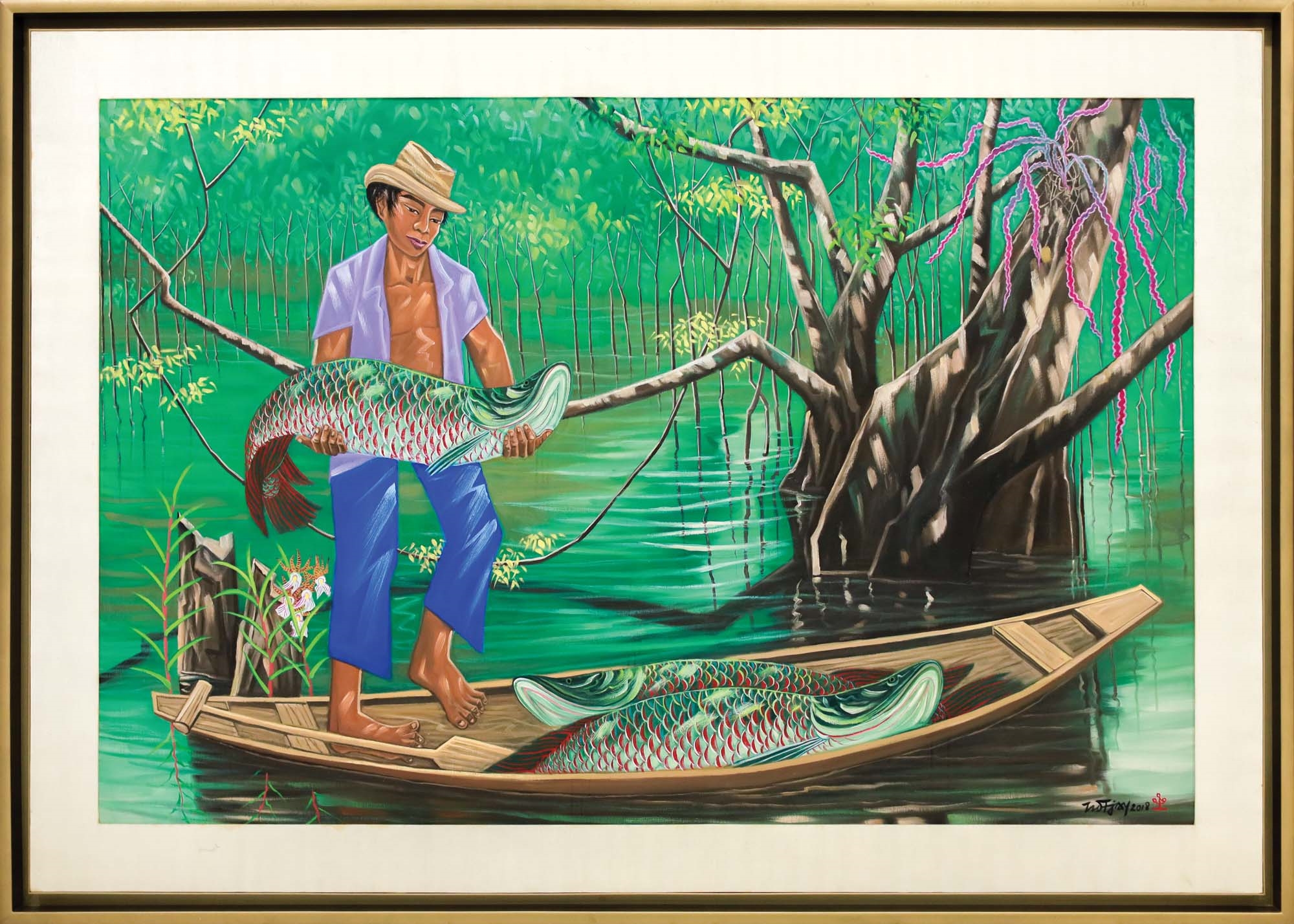 Artwork by Tio Tjay, Fisherman (Nelayan), Made of Oil on canvas