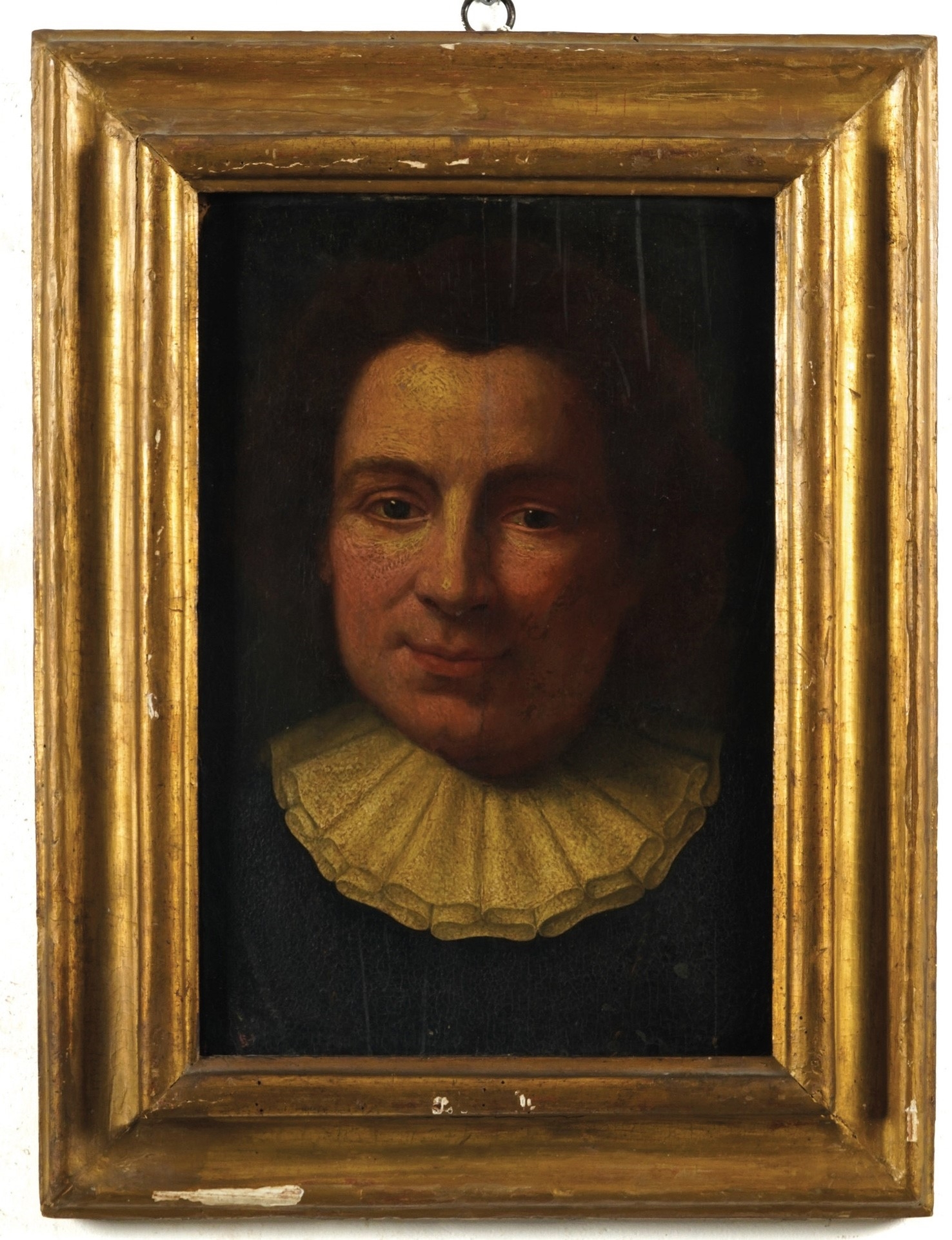 Artwork by Roman School, 17th Century, Scuola romana dell'inizio del XVII secolo Ritratto di giovane uomo con collarino bianco, Made of oil on board