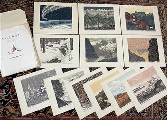 Frithjof Tidemand-Johannessen (1916-1958), a portfolio of twelve colour woodcuts, Norway, each measuring 30cm x 39cm. - Fritjof Tideman Johannessen