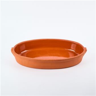 A Vintage Large Handmade Oval Glazed Terracotta Dish By Manuel Emidio Sombreireiro - Cerâmica Grandela, Mafra, Portugal - Manuel