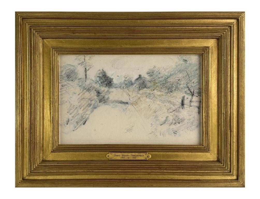 Artwork by John Henry Twachtman, ROAD SCENE, Made of PASTEL & CHARCOAL