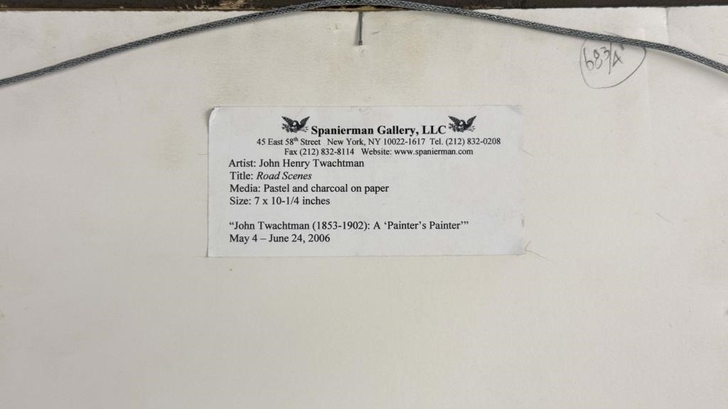 Artwork by John Henry Twachtman, ROAD SCENE, Made of PASTEL & CHARCOAL