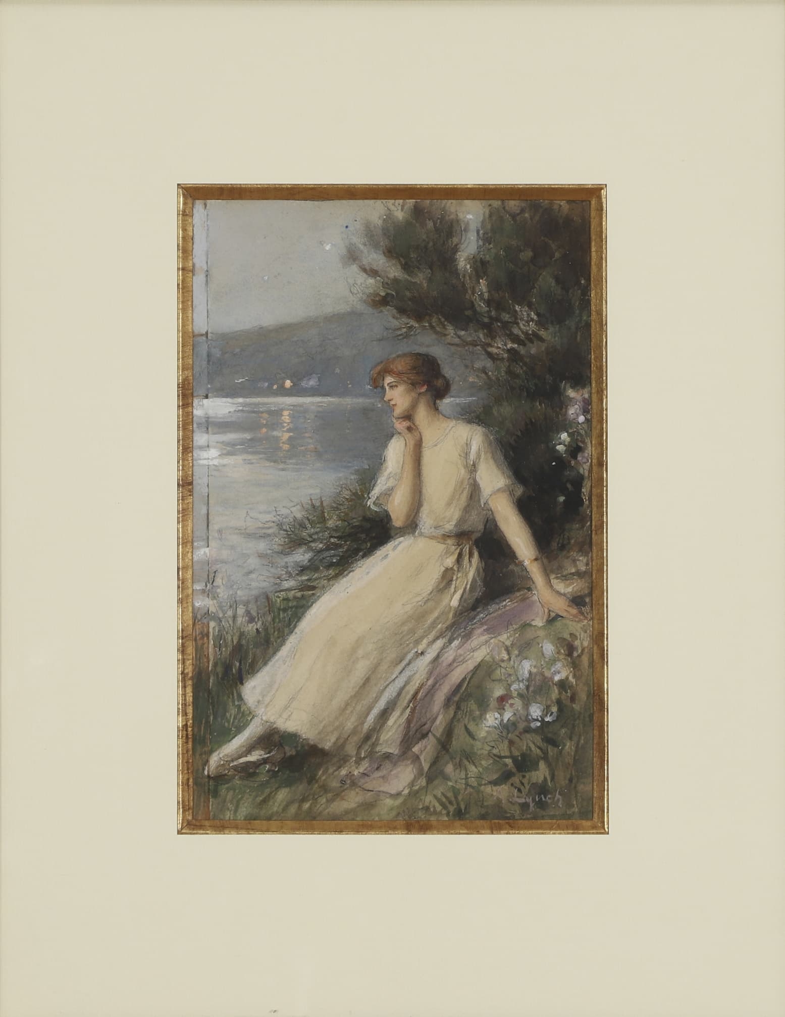 Artwork by Albert Lynch, Woman at the water's edge; Woman on a terrace, Made of watercolor and gouache on paper