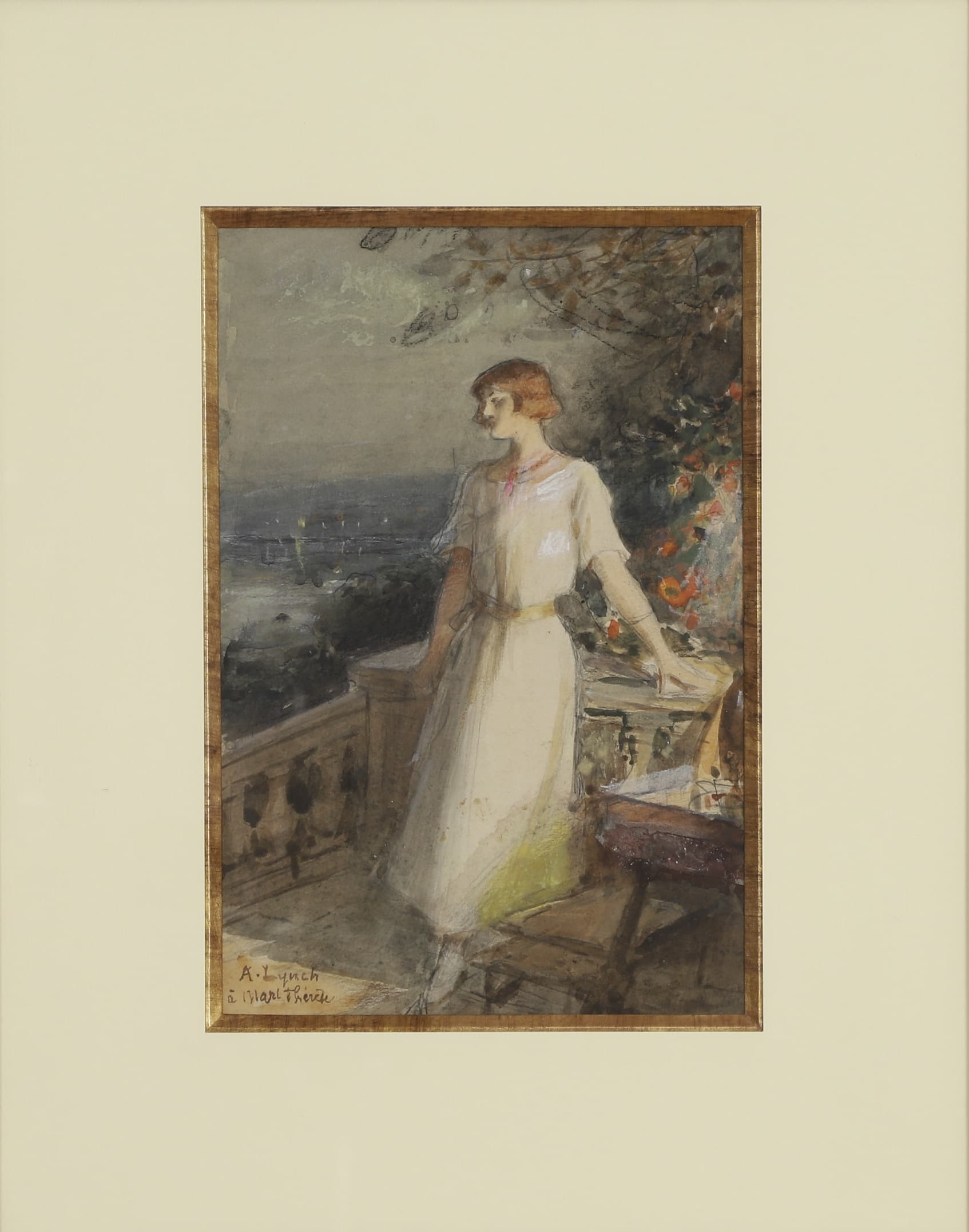 Artwork by Albert Lynch, Woman at the water's edge; Woman on a terrace, Made of watercolor and gouache on paper
