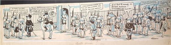 1902-1989) A set of 12 strips signed in Indian ink and watercolor on paper published in "Paris Flirt" by Grum