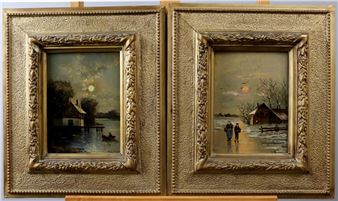 Landschaften bei Mondschein - H. Martens