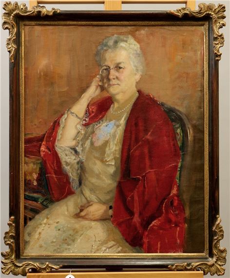 Vornehme Dame mit Lesebrille by Walter Geffcken, um 1940