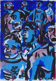 and GID Raymond (1905-2000) (3) VISAGES and MAIS ENCORE L'HOMME DU SUD Gouaches on paper - Signed lower right - 30 x 21 cm and GID Raymond CARTE DE VŒUX. 1980 - Signed - Ricardo Mosner