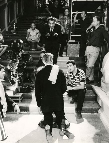 Photo Vintage Tazio Secchiaroli - Fellini 8 1/2 Avec Marcello Mastroianni - 1963 - Noir Et Blanc