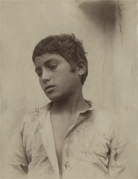 Tirage Albuminé Vintage 'Gloeden, Jeune Homme' - Circa 1890, Format 16,7x22,3 Cm, Original