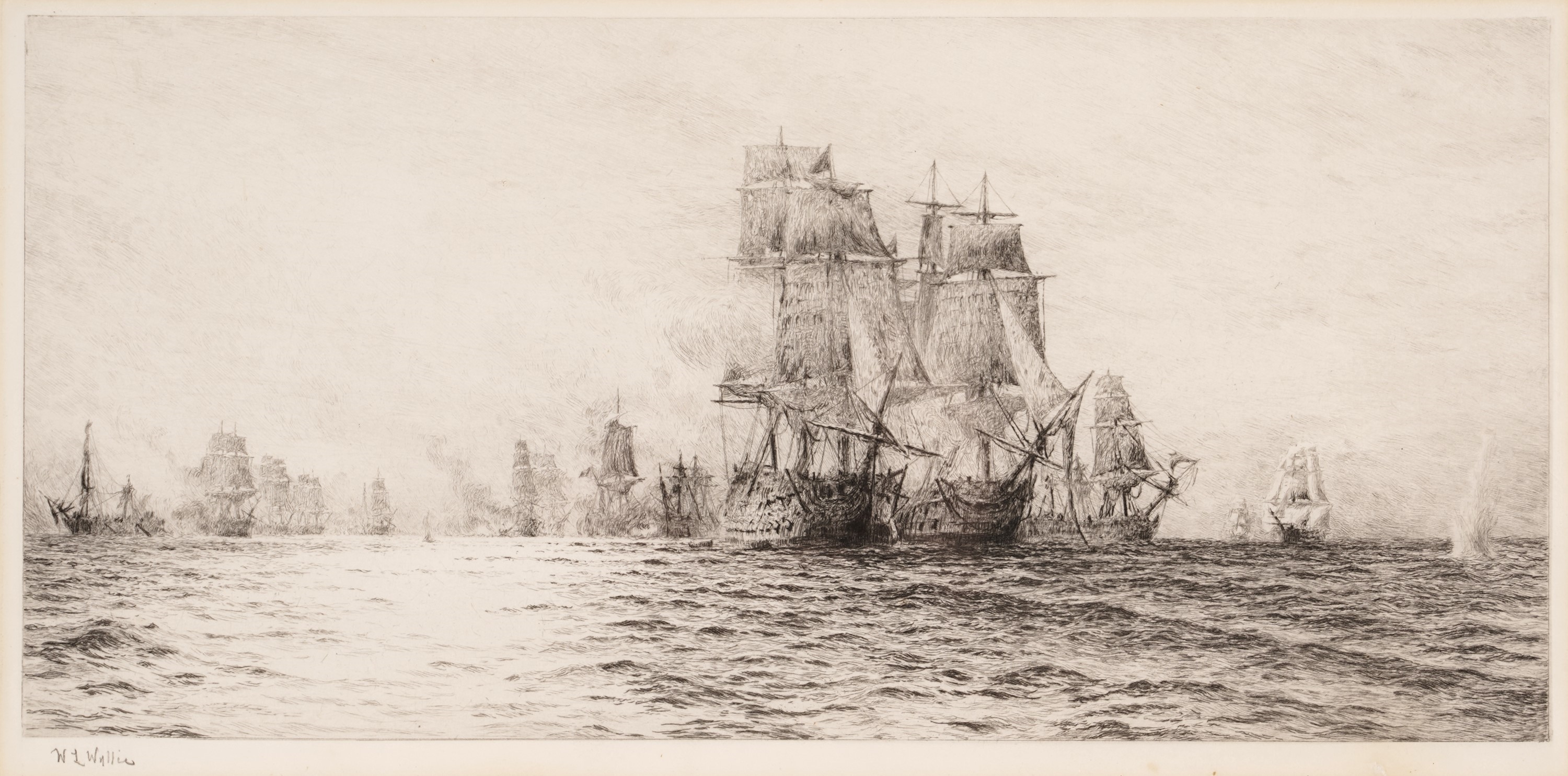 William Lionel Wyllie | William Lionel Wyllie - Duelling Ships Battle ...