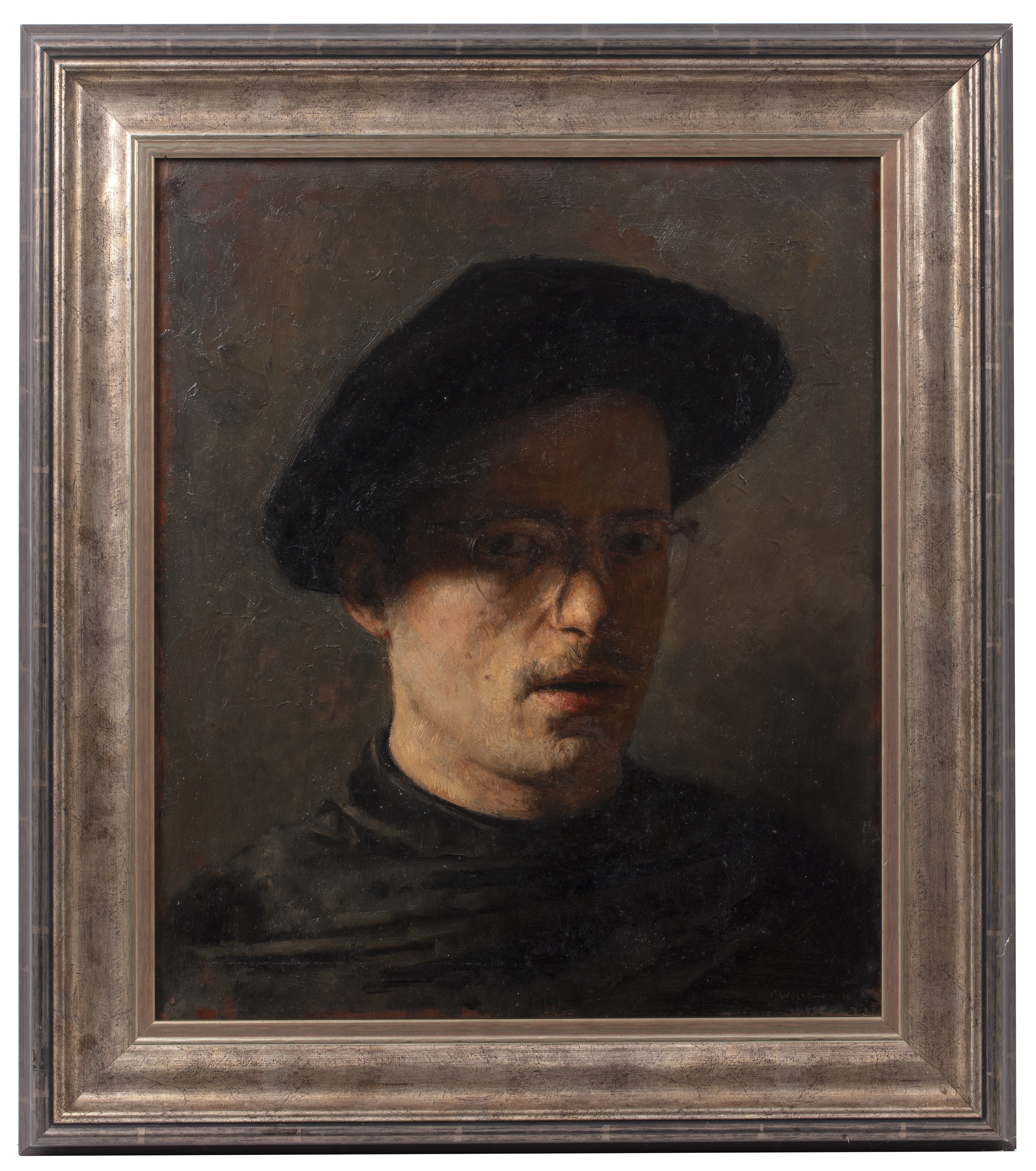 George Weissbort | Portrait of the artist wearing a black beret | MutualArt