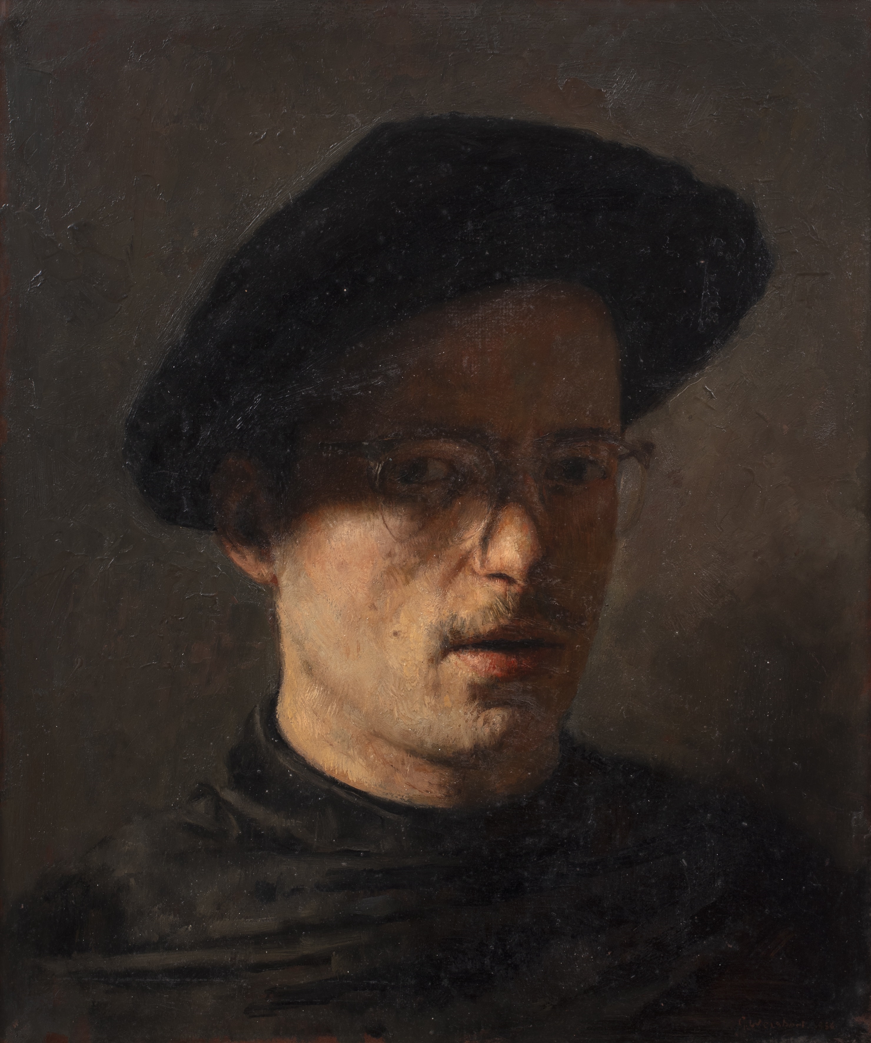 George Weissbort | Portrait of the artist wearing a black beret | MutualArt