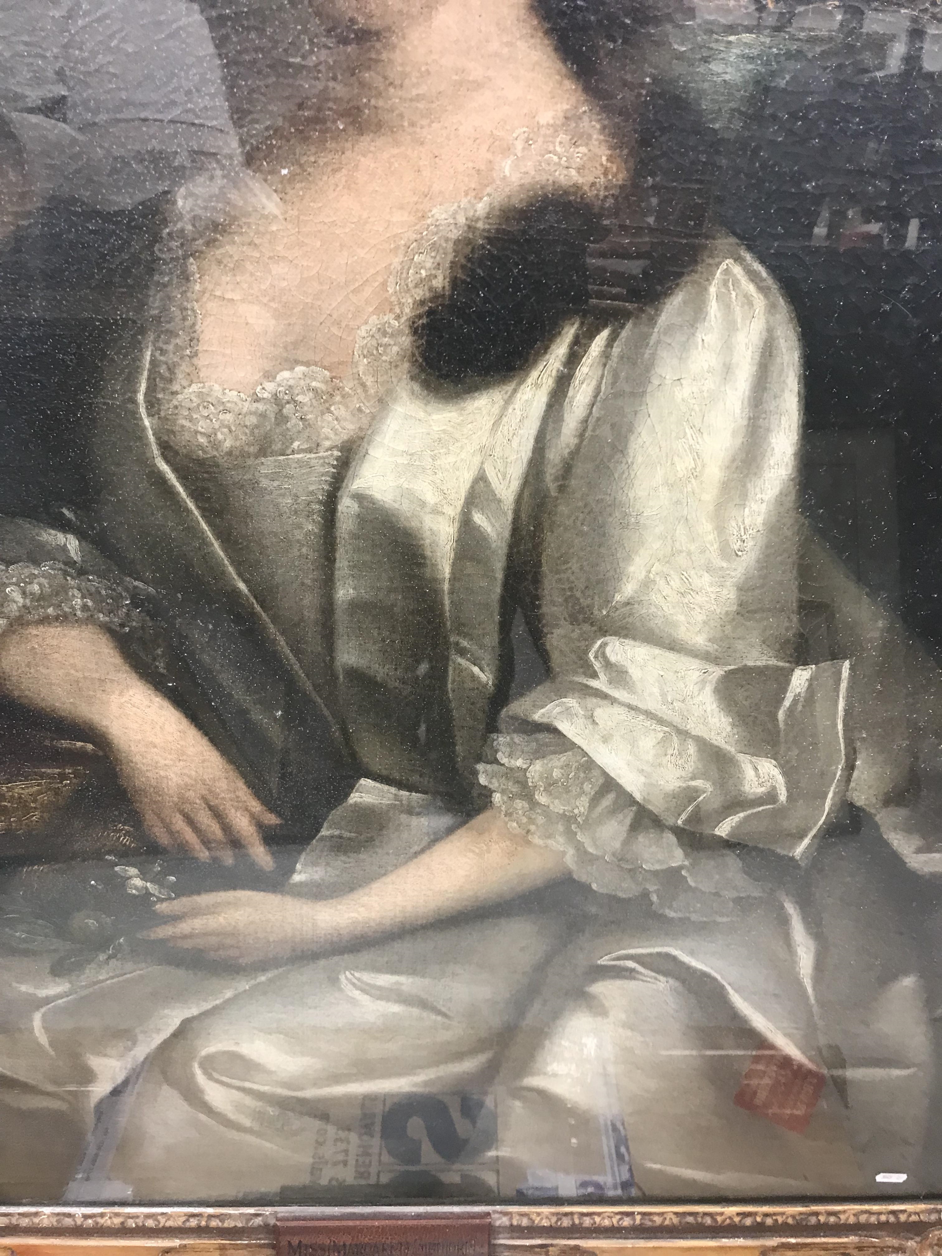 Godfrey Kneller Lady In White Silk Dress With Lace Trim MutualArt