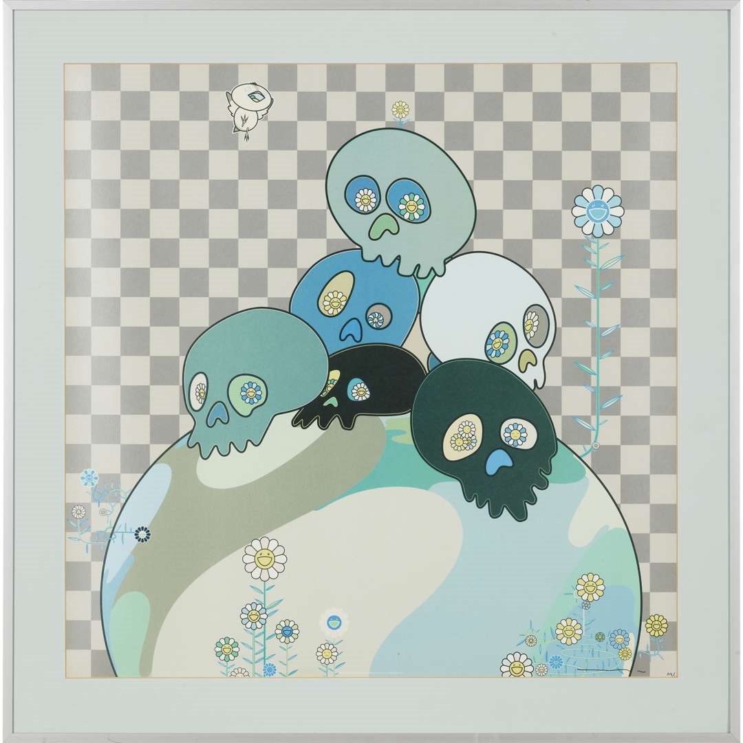 Artwork by Takashi Murakami, SKULLS ROCK, 2004, Made of lithograph