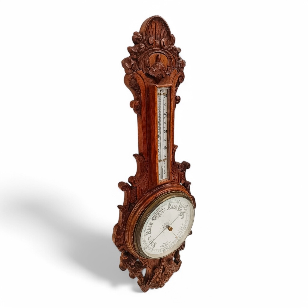 Black | BEAUTIFUL VINTAGE ORNATELY CARVED BLACK FOREST STYLE ANEROID ...