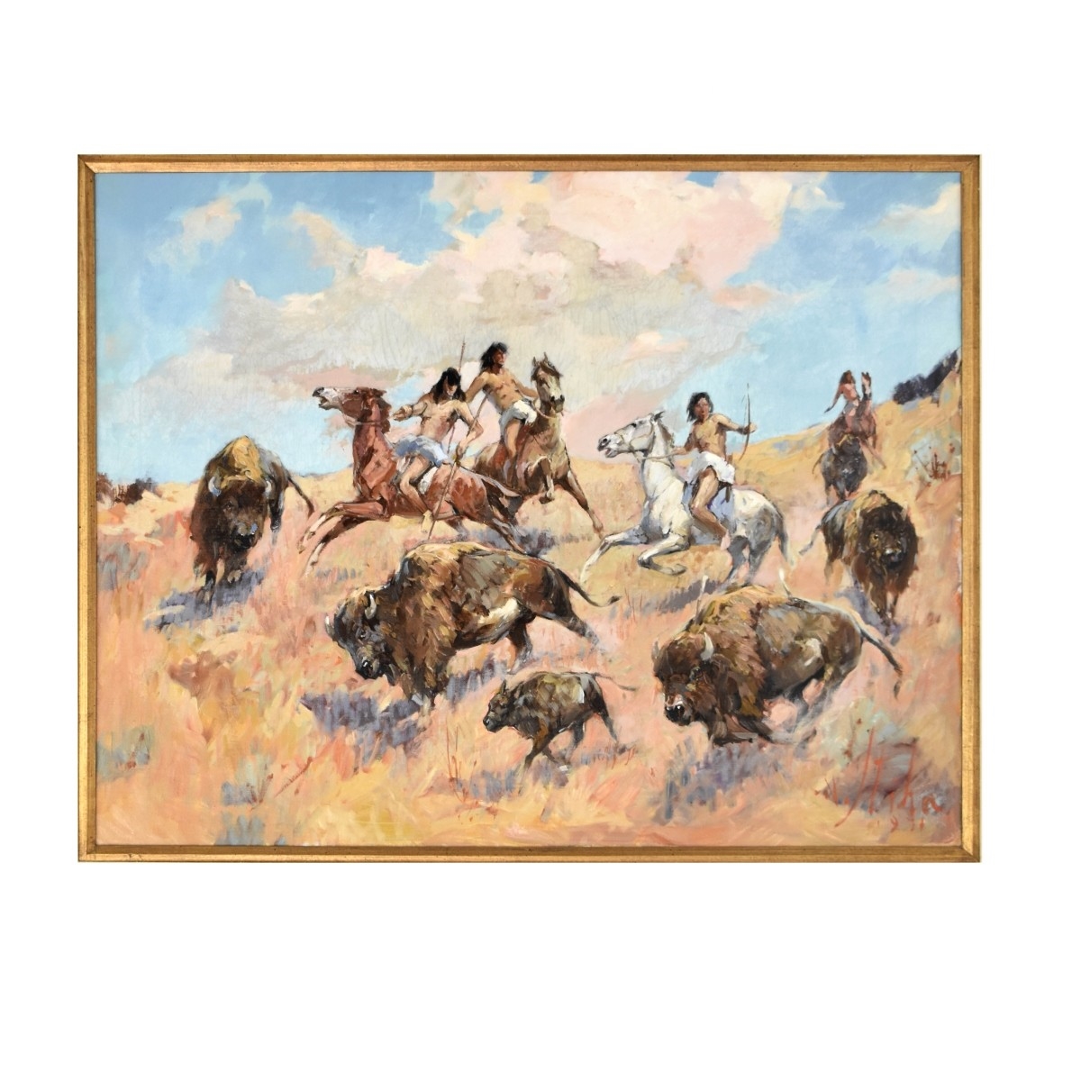 Vladan Stiha | Oil on Canvas Depicting a Scene of Native Americans on a ...