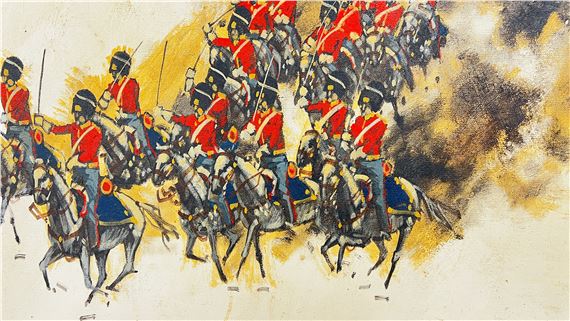 Brandon Cross | TWO BRANDON CROSS OIL ON CANVAS BATTLE PAINTINGS ...
