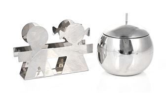 Alessi 'Girotondo' napkin envelope holder and a Fruit Basket , a lidded stainless steel sugar bowl, by Kazuyo Sejima and Ryue Nishizawa - Ryue Nishizawa