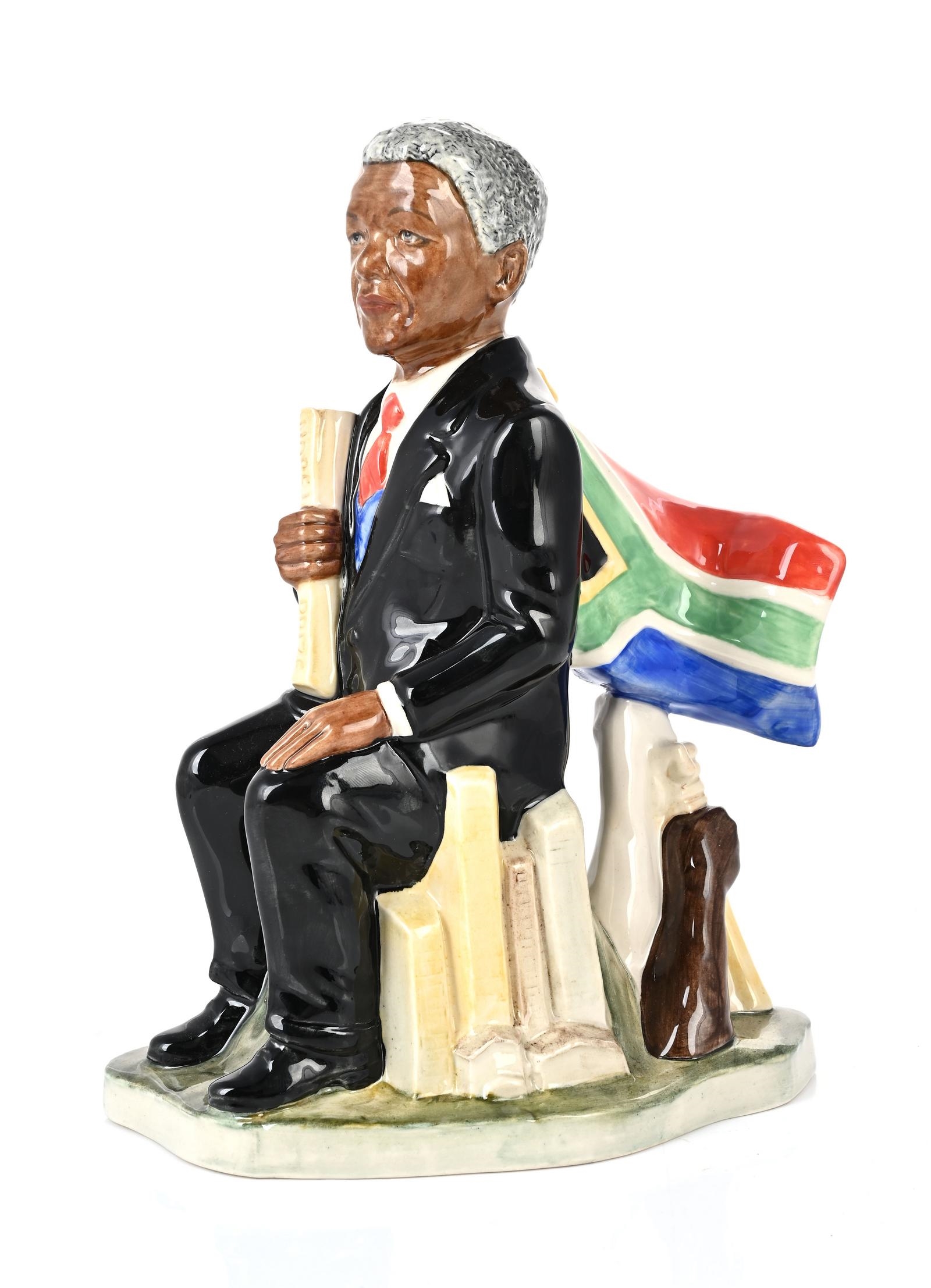 Artwork by Kevin Francis Ceramics, Kevin Francis Ceramics porcelain figurine Toby Jug of Nelson Mandela, modelled by Andy Moss, Limited edition 114 /250, height 24 cm, Made of Ceramics porcelain figurine