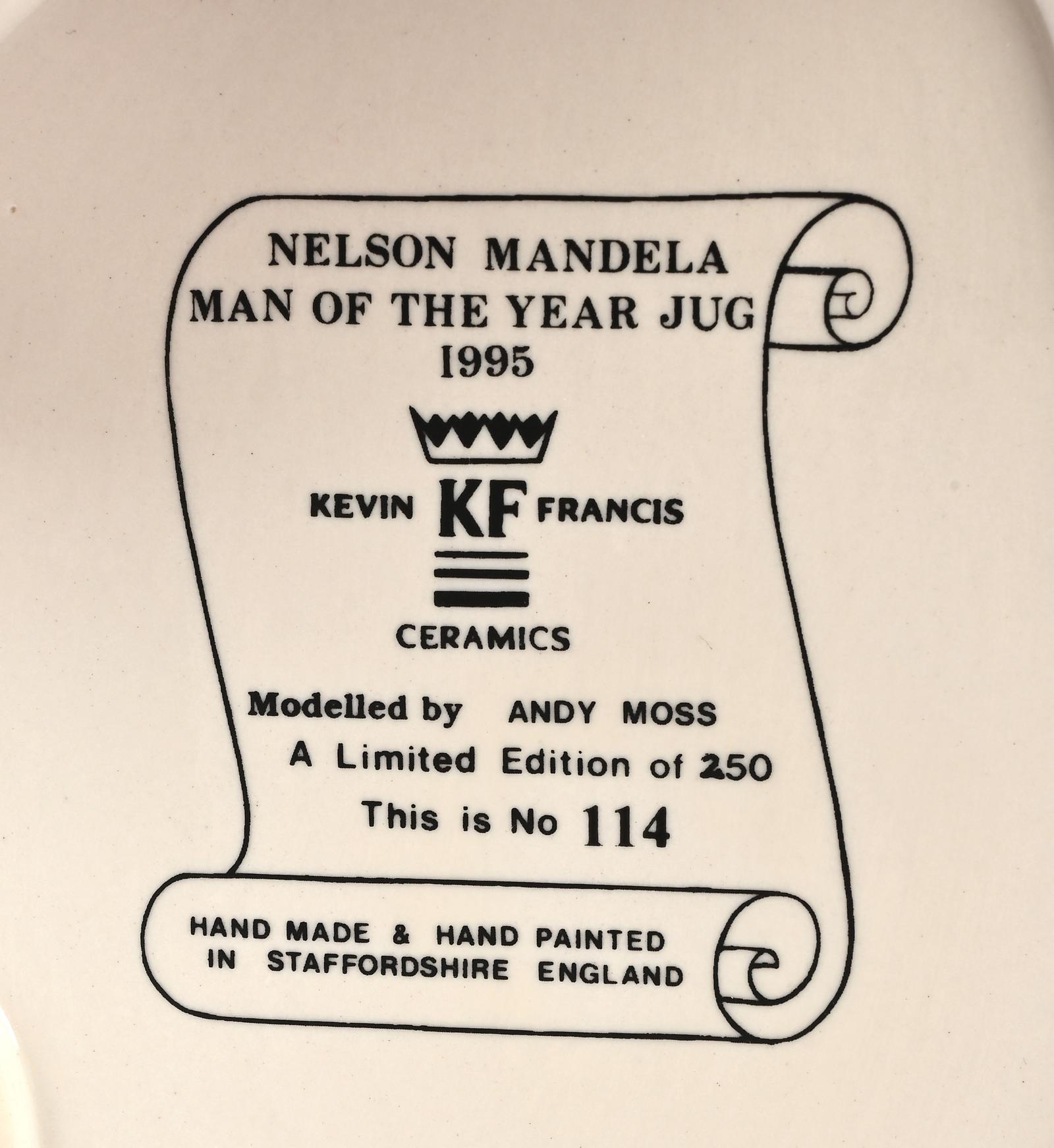 Artwork by Kevin Francis Ceramics, Kevin Francis Ceramics porcelain figurine Toby Jug of Nelson Mandela, modelled by Andy Moss, Limited edition 114 /250, height 24 cm, Made of Ceramics porcelain figurine