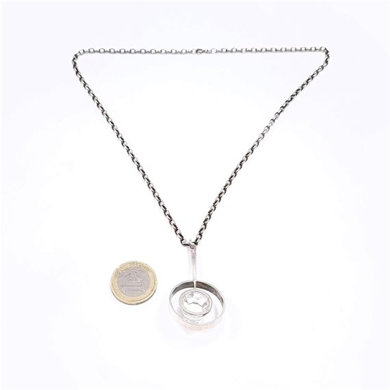 24 Inch Sterling Silver Large Unique Shape Pendant He