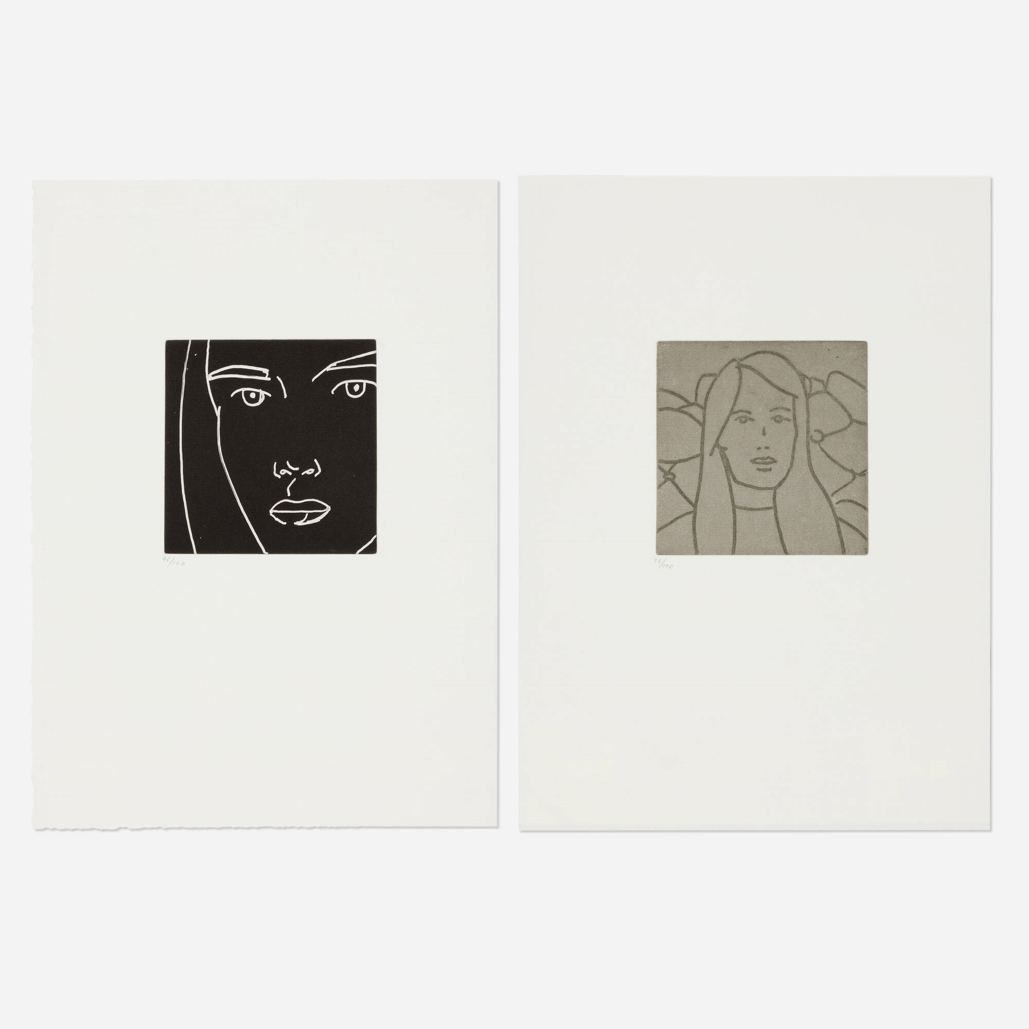 Artwork by Alex Katz, Untitled #20; Untitled #22 (two works from the Gloria portfolio, Made of etching