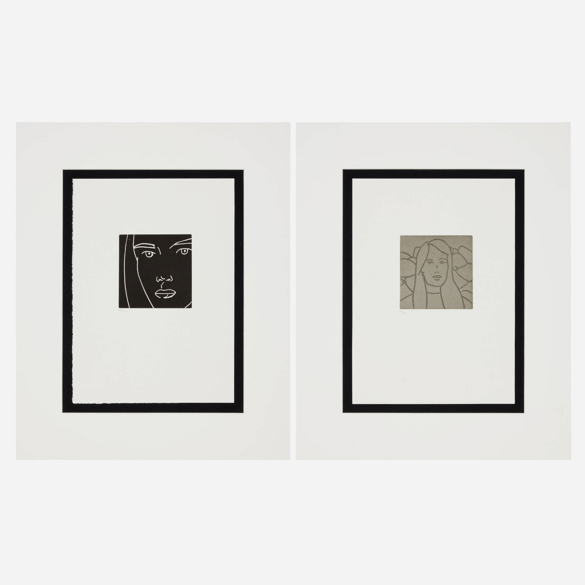 Artwork by Alex Katz, Untitled #20; Untitled #22 (two works from the Gloria portfolio, Made of etching